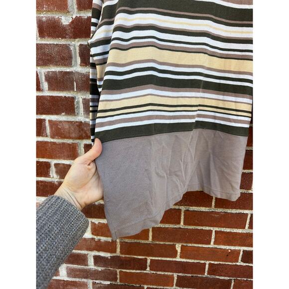 Bobbie Brooks Striped Long Sleeve Knit Top Brown Tan Green Vintage Style - Picture 3 of 4